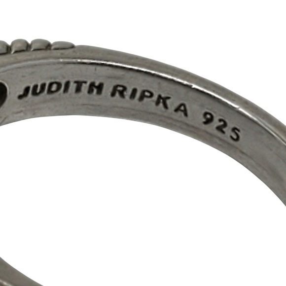 Judith Ripka Sterling Silver Cubic Zirconia & Teal Stone Ring Size 11 #20834 - Picture 7 of 9